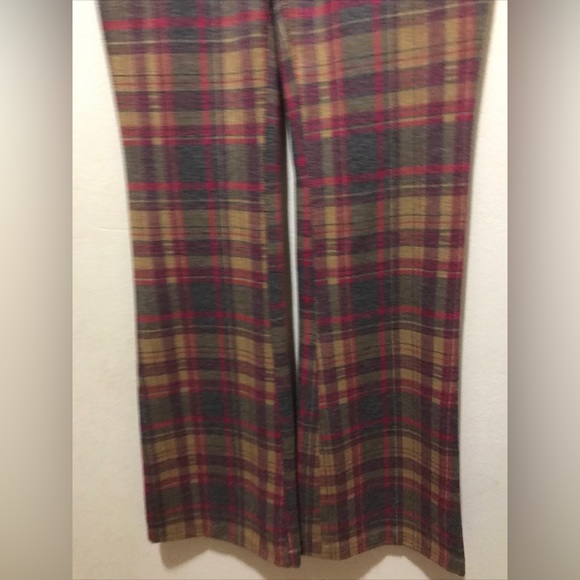 Anthropologie Essential Pink Check Plaid Flare Trousers US 2 - Picture 8 of 10